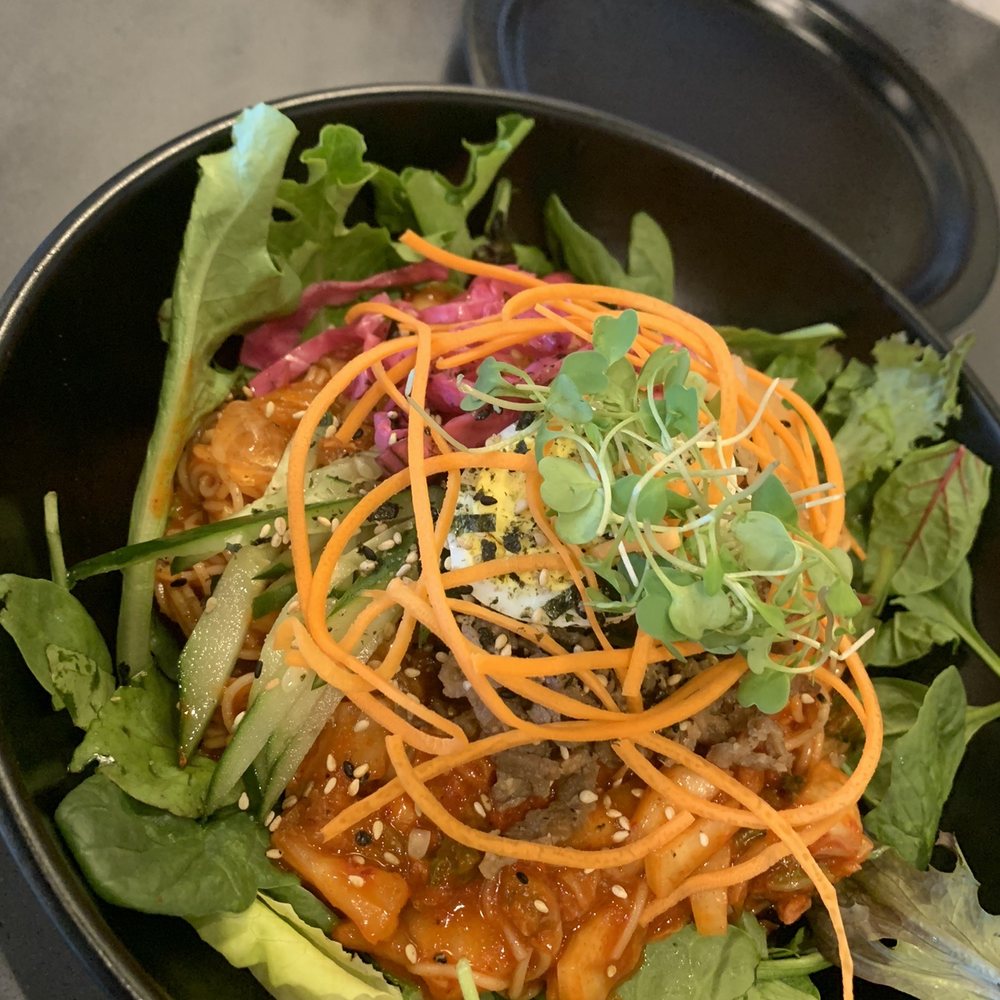 Cafe Moon - Bibim guksu (Spicy noodle with marinated beef, mixed veggie, and boiled egg on top) - Korean Near Me - Kihei, Hawaii Cafe Moon - Bibim guksu (Spicy noodle with marinated beef, mixed veggie, and boiled egg on top) - Korean Near Me - Kihei, Hawaii