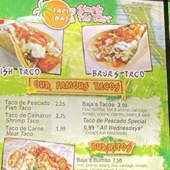 Tacos Baja - Menu 1/4 - Mexican Near Me - Whittier, California Tacos Baja - Menu 1/4 - Mexican Near Me - Whittier, California