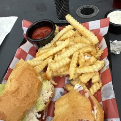 The Little Grill And Chill - Chicken salad sandwich with lettuce, tomato, bacon and cranberry sauce... sooo good