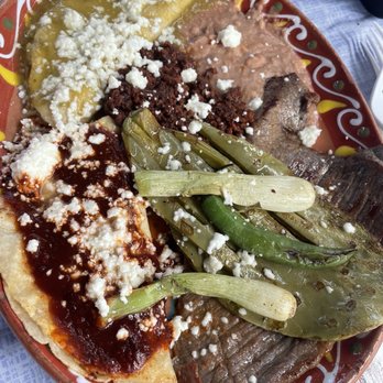 Barbacoa Mejia - Plato Huasteca: enchiladas de queso, cecina, nopales, chorizo and beans. - Mexican Near Me - Richmond, California Barbacoa Mejia - Plato Huasteca: enchiladas de queso, cecina, nopales, chorizo and beans. - Mexican Near Me - Richmond, California