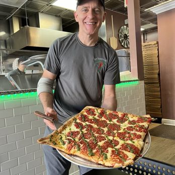 San Giuseppe Pizza - Mike, the owner of San Guiseppes Pizza. 16"square. - Pizza Near Me - Naples, Florida San Giuseppe Pizza - Mike, the owner of San Guiseppes Pizza. 16"square. - Pizza Near Me - Naples, Florida