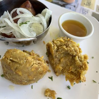 Isla Del Encanto - Pork chunks with mofongo - Puerto Rican Near Me - Miami, Florida Isla Del Encanto - Pork chunks with mofongo - Puerto Rican Near Me - Miami, Florida