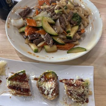 Osaka Hibachi - Avocado Bomb and udon with steak and shrimp - Japanese Near Me - Naples, Florida