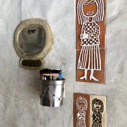 Hundertwasser Toilets - Women's restroom with a tip area AND pamphlets