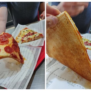 NY style pepperoni slice + pineapple ham grandma thick slice