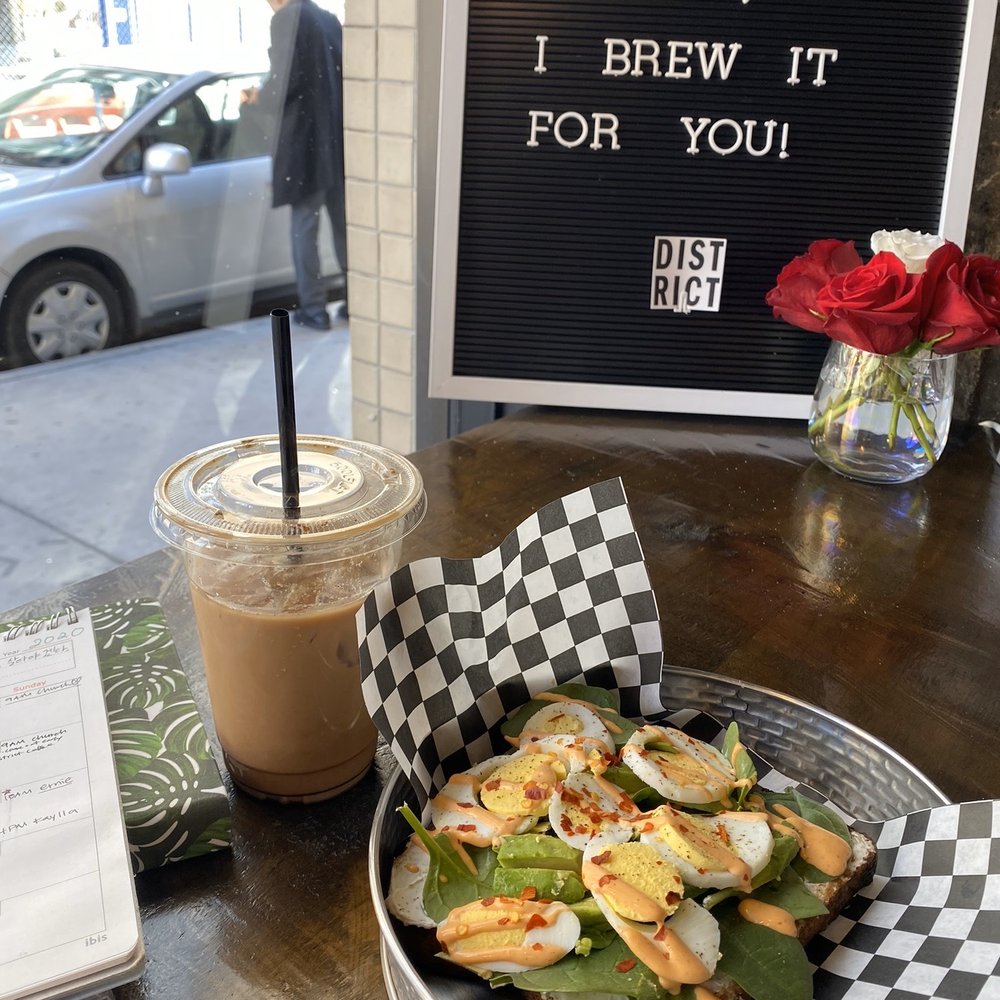 District Coffee - Abuelita latte and HBE Toast(yummy) - Coffee & Tea Near Me - El Paso, Texas