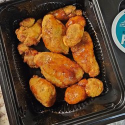 Papa Johns Pizza - Three normal size and 7 mini boneless wings.