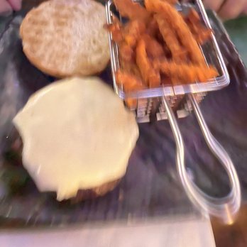 Katie O'Byrne's - Cheeseburger with sweet potato fries - Irish Near Me - Schenectady, New York