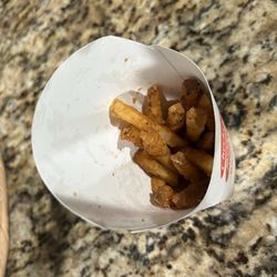 Checkers - Supposed to be a large order of fries but I don't think so. They were steaming hot, fresh and delicious.