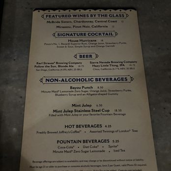 Cafe Orleans - Alcoholic menu as of Feb 2024 - Cajun/Creole Near Me - Anaheim, California
