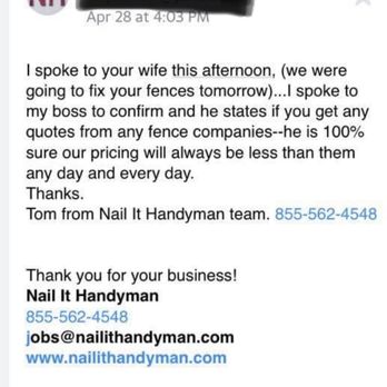 Nail It Handyman - Their false "guarantee" in writing-never honored . - Handyman Near Me Nail It Handyman - Their false "guarantee" in writing-never honored . - Handyman Near Me