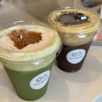 Bloom Bagels - Banana Matcha Latte and Dubai Latte - Bagels Near Me - Campbell, California Bloom Bagels - Banana Matcha Latte and Dubai Latte - Bagels Near Me - Campbell, California