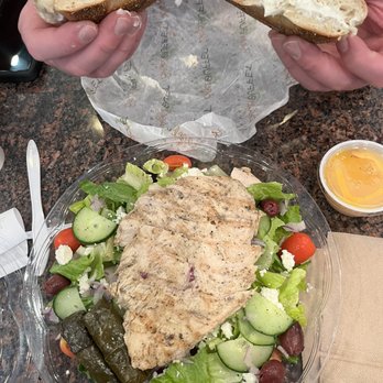 Bagel Buffet - Greek salad w/ 2 grape leaves and plain bagel with cream. - Bagels Near Me - Secaucus, New Jersey