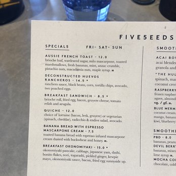 Five5eeds - Specials menu - Coffee & Tea Near Me - Park City, Utah