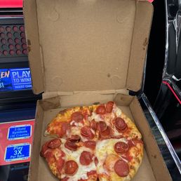 Pizza was extremely doughy and should've been cooked longer. Not crispy at all, matter of fact it was floppy and gross.