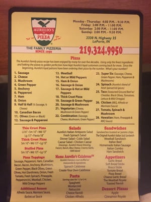 Menu photo 2 Aurello's Pizza - La Porte LaPorte, IN