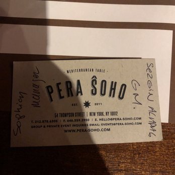 Pera Soho - Worst service ever - Mediterranean Near Me - New York, New York Pera Soho - Worst service ever - Mediterranean Near Me - New York, New York