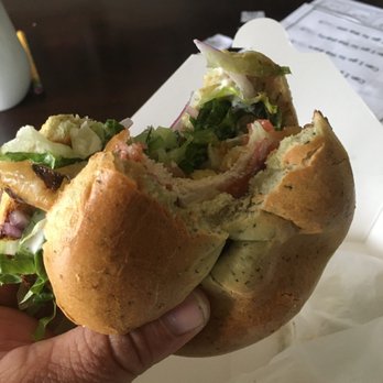 Bruchelle's Bagel Bistro - Chicken bacon ranch on pesto bagel with amazing potato salad and a breve latte this is bagel heaven - Bagels Near Me - Covington, Washington Bruchelle's Bagel Bistro - Chicken bacon ranch on pesto bagel with amazing potato salad and a breve latte this is bagel heaven - Bagels Near Me - Covington, Washington