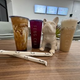 From left to right. Dirty boba, dragon fruit, Oreo milk tea.
