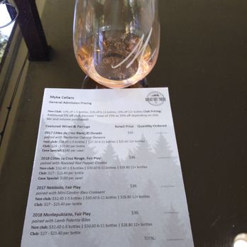 Myka Estates - The Rose' and pairing menu - Wine Tasting Room Near Me - Placerville, California