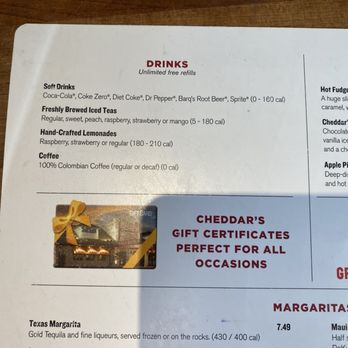 Cheddar's Scratch Kitchen - No drink prices even though they are all different prices when rung up. - American Near Me - Thornton, Colorado