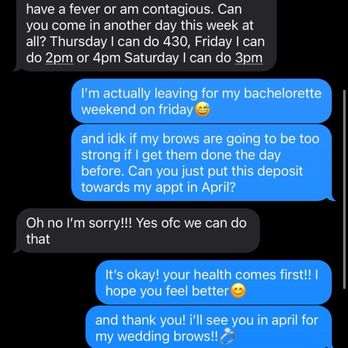 Envy Esthetics - canceling my bachelorette brows - Eyelash Service Near Me - Brea, California