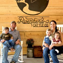 Billy and Megan Bevers, the owners of Riverbend Cattle Co. along with their children (left to right) Bo, Mary, and Harper