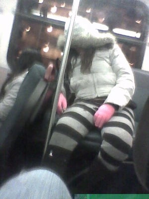 Photo of King County Metro Transit Bus Route No. 358 - Seattle, WA, US. Don't be shy to be a pillow for some perfect stranger... Like her