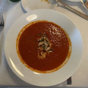 The Left Bank - Roasted red pepper soup with seafood - New American Near Me - Buffalo, New York The Left Bank - Roasted red pepper soup with seafood - New American Near Me - Buffalo, New York