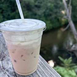 Hoochee’s River Basket - Latte with caramel, vanilla and cold foam, half & half.