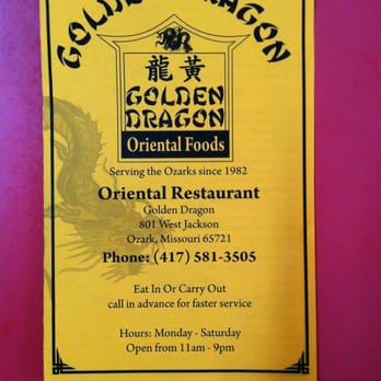 Golden Dragon - Front of Menu - Chinese Near Me - Ozark, Missouri