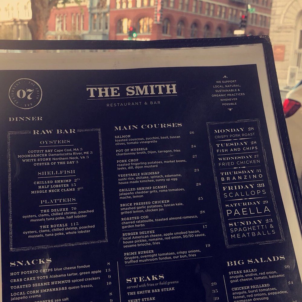 The Smith - The dinner menu - New American Near Me - Washington, DC, District of Columbia The Smith - The dinner menu - New American Near Me - Washington, DC, District of Columbia