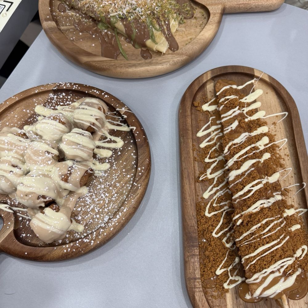 Crepe, Lotus (Waffle stick), and churro bites! Crepe, Lotus (Waffle stick), and churro bites!