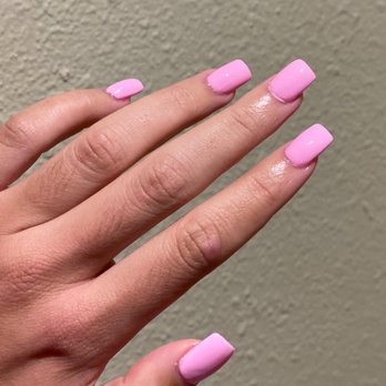 Modern Nails - Short Pink square round acrylic nails done by Mai - Waxing Near Me - Costa Mesa, California Modern Nails - Short Pink square round acrylic nails done by Mai - Waxing Near Me - Costa Mesa, California