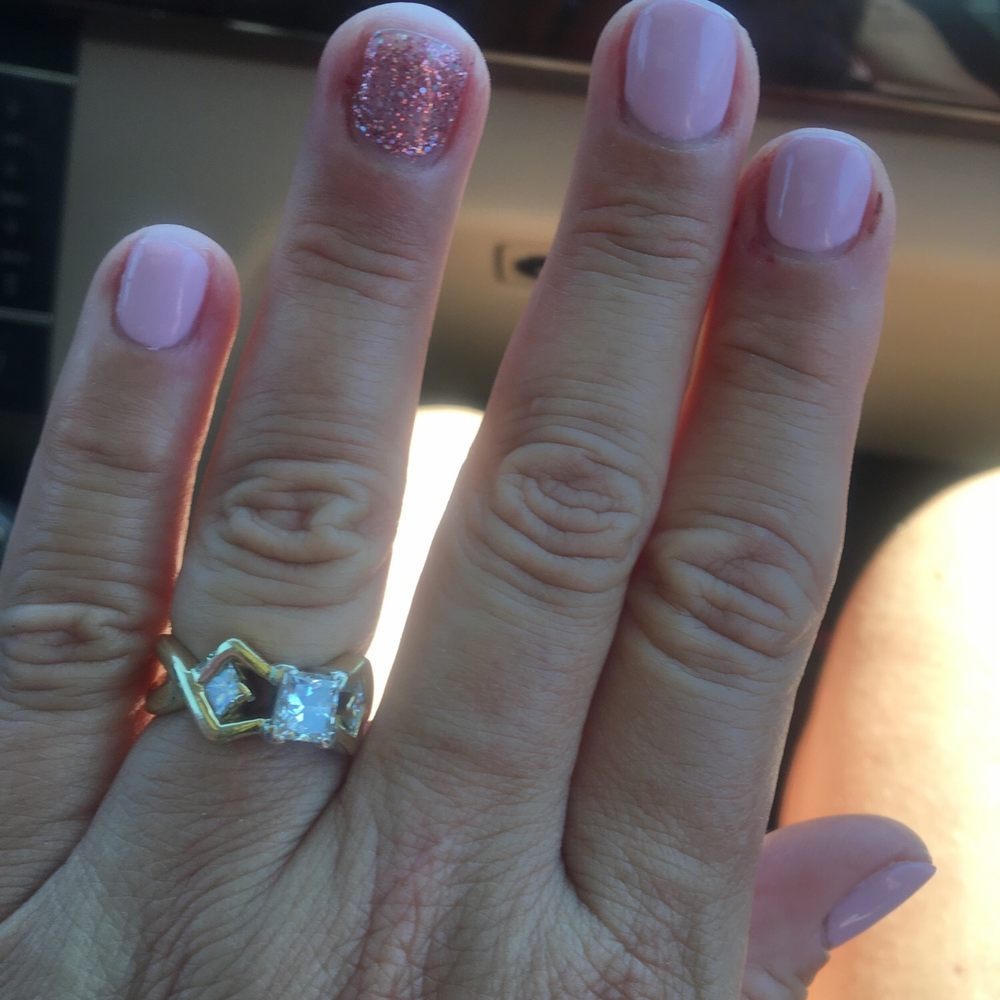 Copper Nails & Spa - Light pink gel with accent nail - Nail Salons Near Me - Fresno, California Copper Nails & Spa - Light pink gel with accent nail - Nail Salons Near Me - Fresno, California