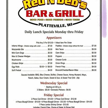 Red N Deb's Bar & Grill - Menu 2 - Bars Near Me - Platteville, Wisconsin Red N Deb's Bar & Grill - Menu 2 - Bars Near Me - Platteville, Wisconsin