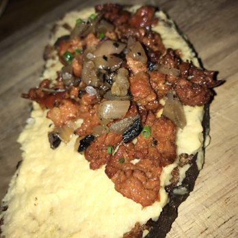Rustic Root - Chickpea spread toast with chorizo - AWESOME - New American Near Me - Woodbury, New York Rustic Root - Chickpea spread toast with chorizo - AWESOME - New American Near Me - Woodbury, New York