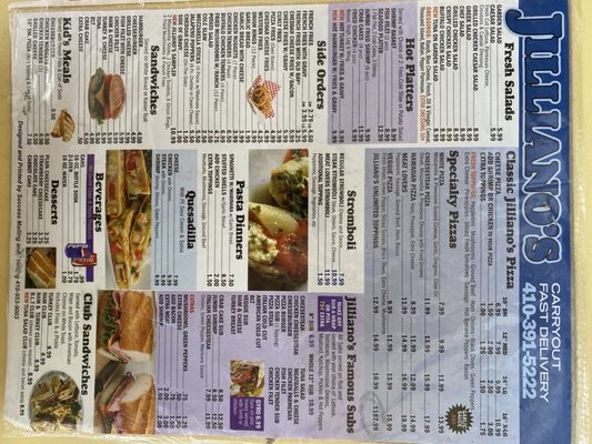 Menu photo 2 Jillianos Pizza Essex, MD