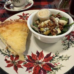 Handel Haus - Ham mushroom swiss quiche with a pear, blue cheese and walnut salad. Yummy!