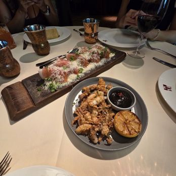 Bottega - Pasta fritta con prosciutto and Calamari. - Italian Near Me - Yountville, California Bottega - Pasta fritta con prosciutto and Calamari. - Italian Near Me - Yountville, California