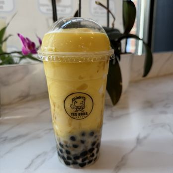 Yes Boba Cafe - Mango Pina Colada Tea Slush w/ sub boba - Bubble Tea Near Me - Plymouth, Michigan Yes Boba Cafe - Mango Pina Colada Tea Slush w/ sub boba - Bubble Tea Near Me - Plymouth, Michigan
