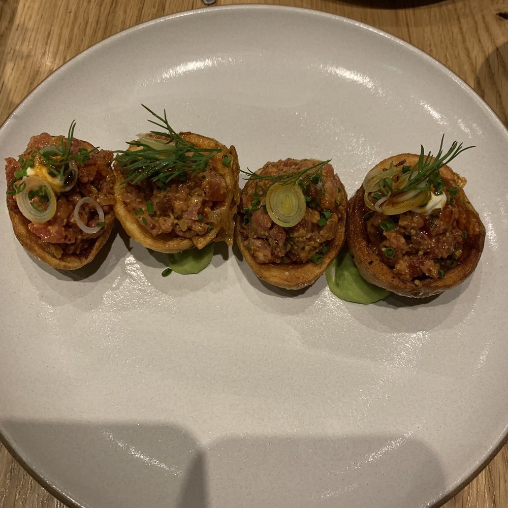 Chickadee - Potato skins and steak tartare - New American Near Me - Boston, Massachusetts Chickadee - Potato skins and steak tartare - New American Near Me - Boston, Massachusetts