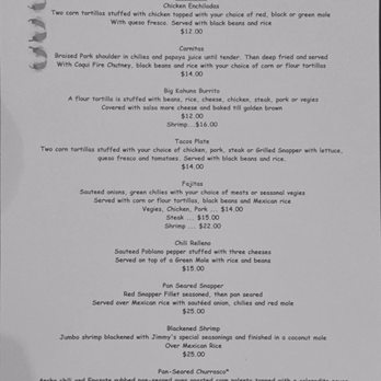 Coqui Fire Cafe - Menu side 2 - Mexican Near Me - Vieques, Puerto Rico