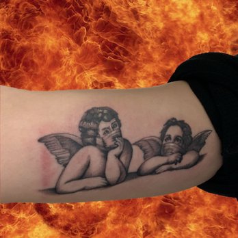 Goodfellas Tattoo - cherubs with masks!! - Tattoo Near Me - Orange, California