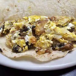 Potato, egg, & mushroom taco