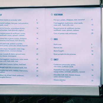 Cassia - Menu at 29/8/14 - Indian Near Me - Auckland, AUK