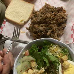 Old Union Eats - Pulled pork with a side salad in ambrosia salad