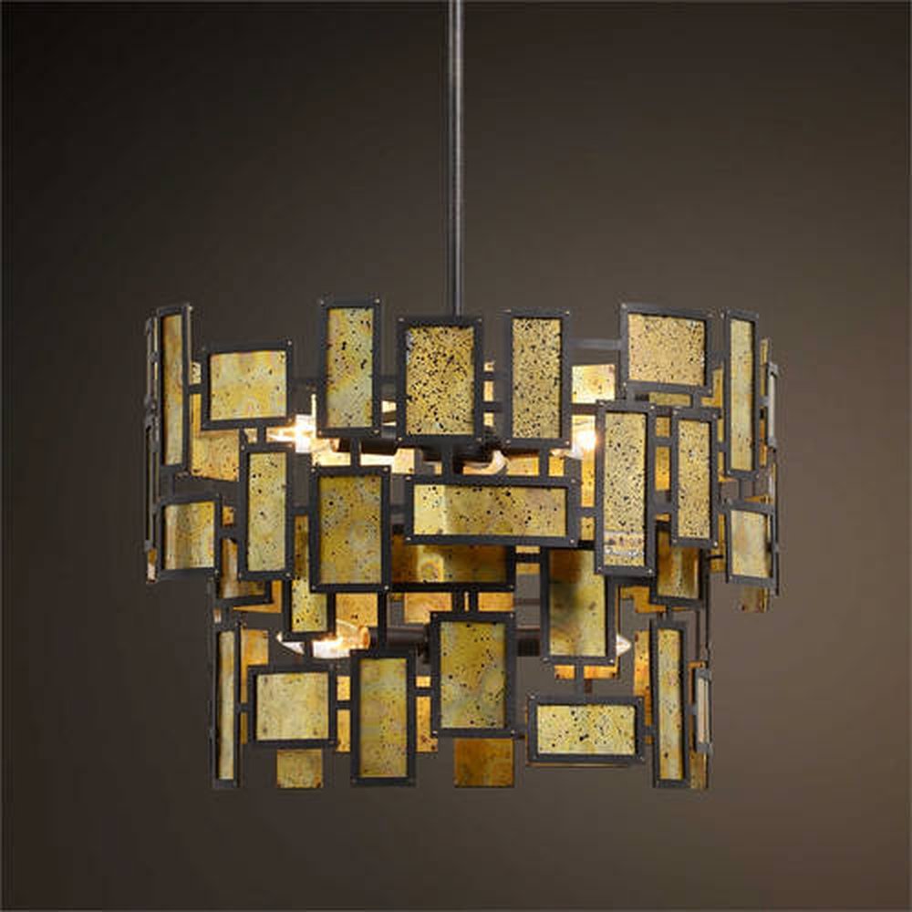 Here's the Uttermost chandelier that Casey installed for us in our Oklahoma City home's dining room.