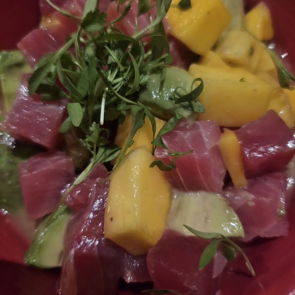 Santiago's Bodega - Tuna with mango and caper wine sauce. Was very delicious. Highly recommend. - Tapas Bars Near Me - Key West, Florida Santiago's Bodega - Tuna with mango and caper wine sauce. Was very delicious. Highly recommend. - Tapas Bars Near Me - Key West, Florida