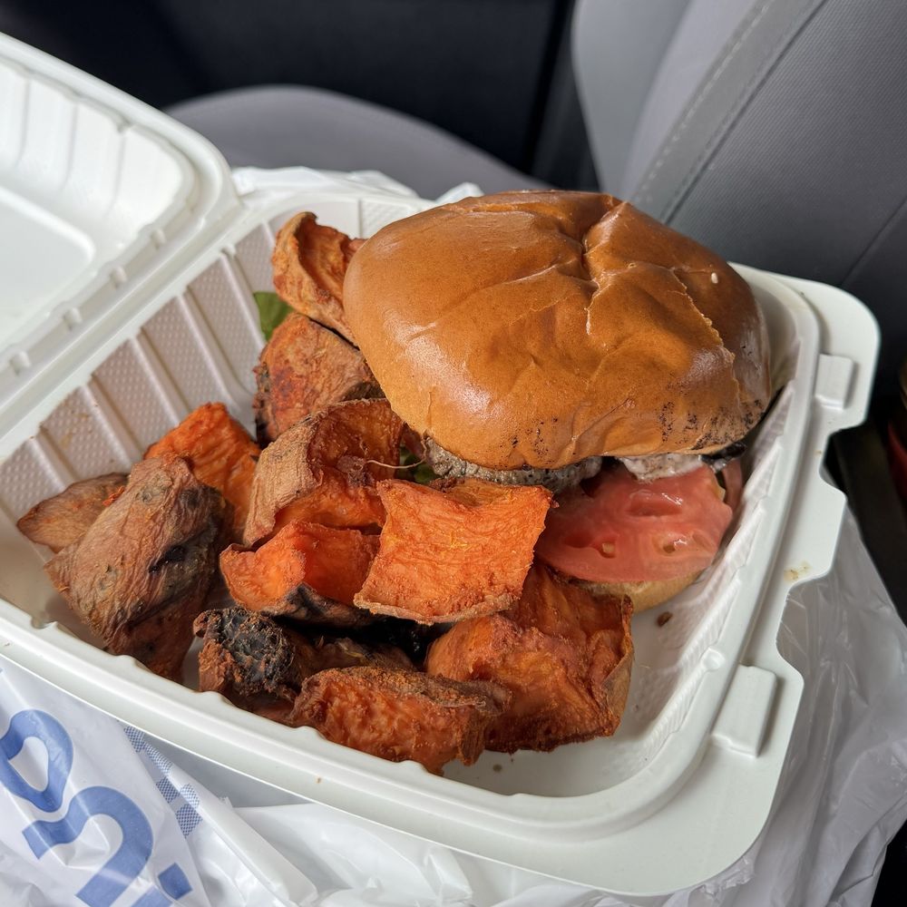 Farm Fresh Fast SVL - Mushroom burger with sweet potatoes. - Desserts Near Me - Simpsonville, South Carolina